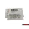 Original VW 16V Rear Boot Badge Emblem Chrome - 377853687CP