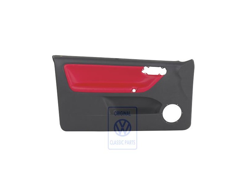 Original VW Door Panel Trim (Leather) Red/Black - 6N3867011DCEGF