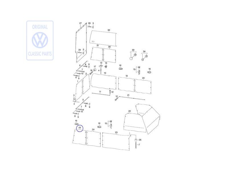 Original VW Curtain For Side Window - 701070412B