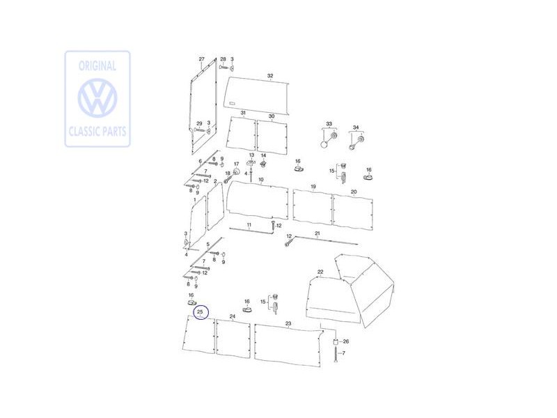 Original VW Curtain For Side Window - 701070412E
