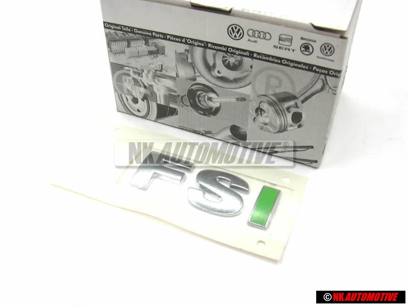 Original VW FSI Rear Boot Badge Silver Green - 6E0853675B KKH
