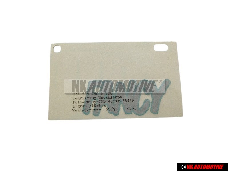 Original VW Film Lettering Light-Grey Metallic/Turquoise - 871853750D VD8
