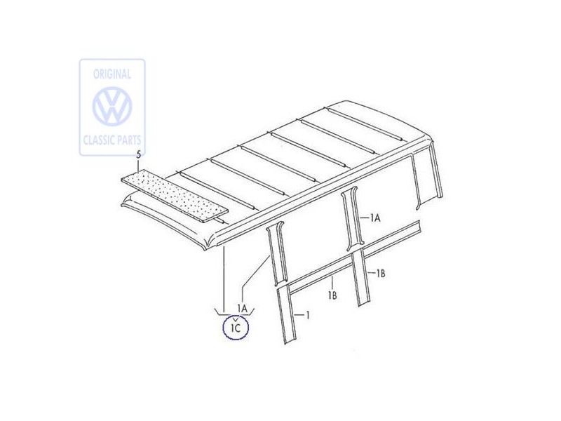 Original VW Roof Trim Grey/Beige - 255867499A 2AW
