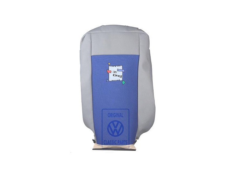 Original VW Backrest Cover Fabric Flannel Grey/Blue - 7D0883455BDHRD