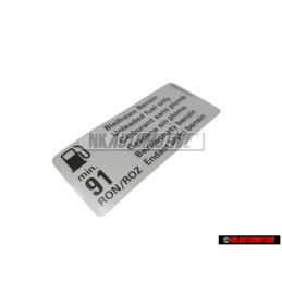 Original VW Decal Sticker Unleaded fuel only 91 RON/ROZ - 1H0010092