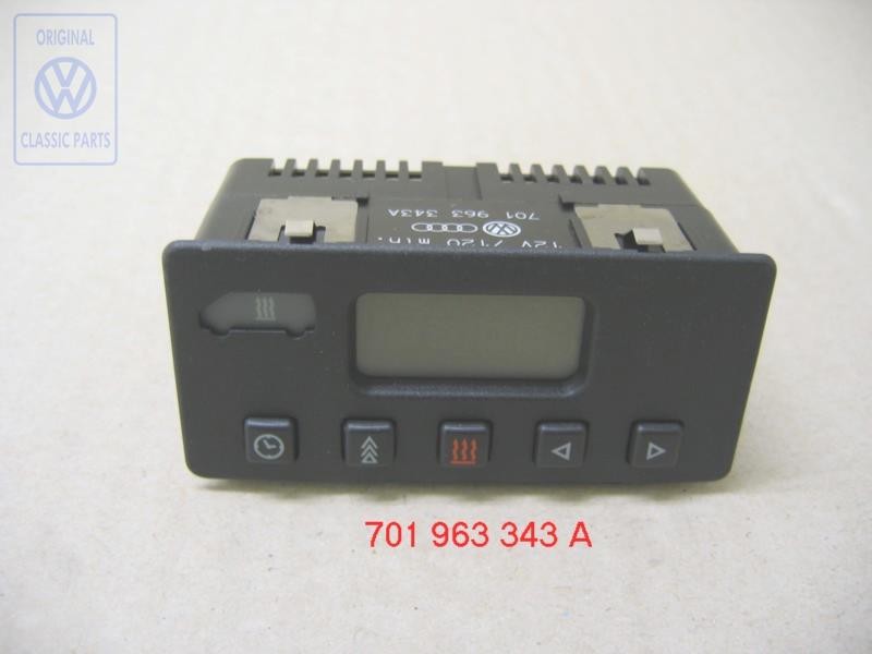 Original VW Digital Clock With Heater Preselector Switch - 701963343A