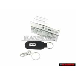 Original VW R32 Leather Keychain Keyring Key Fob Black - 1J0860357