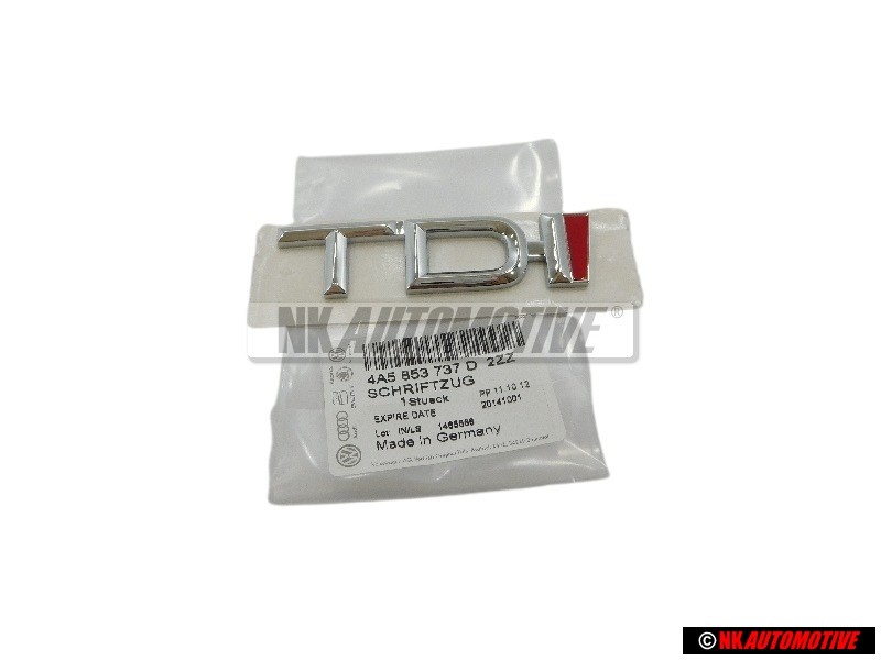Original Audi TDI Rear Boot Badge Emblem Chrome Red - 4A5853737D 2ZZ