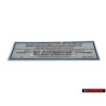 Original VW Air Conditioning Refrigerant R134A Sticker Decal - 1HM010211F