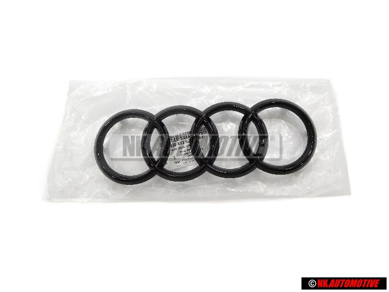 Original Audi Rings Front Grill Badge Emblem Black Glossy - 8J0853605B T94