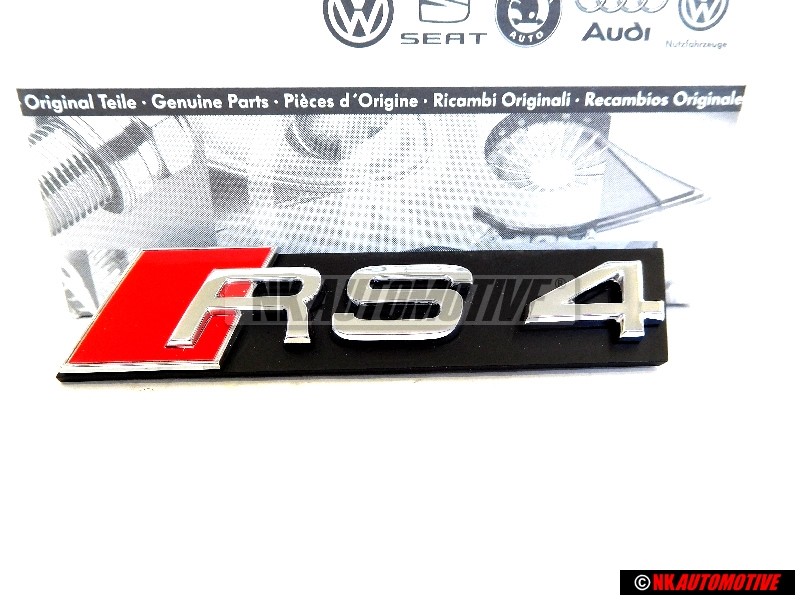 Original Audi RS4 Front Grill Badge Emblem Black Chrome Red - 8D9853736A 2ZZ