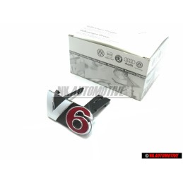 Original VW V6 Front Grill Badge Emblem Chrome Red - 1J5853679A GQF