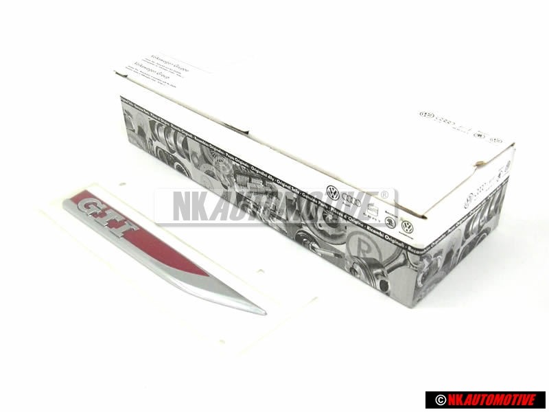 Original VW GTI Wing Fender Badge Emblem Chrome Red Right Side - 5G0853688M JZQ