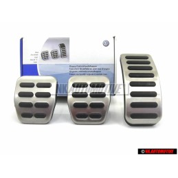 Original VW Set Pedal Caps Brushed Stainless Steel - 8N1064200