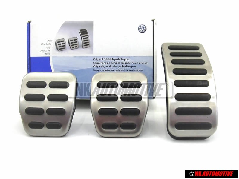 Original VW Set Pedal Caps Brushed Stainless Steel - 8N1064200