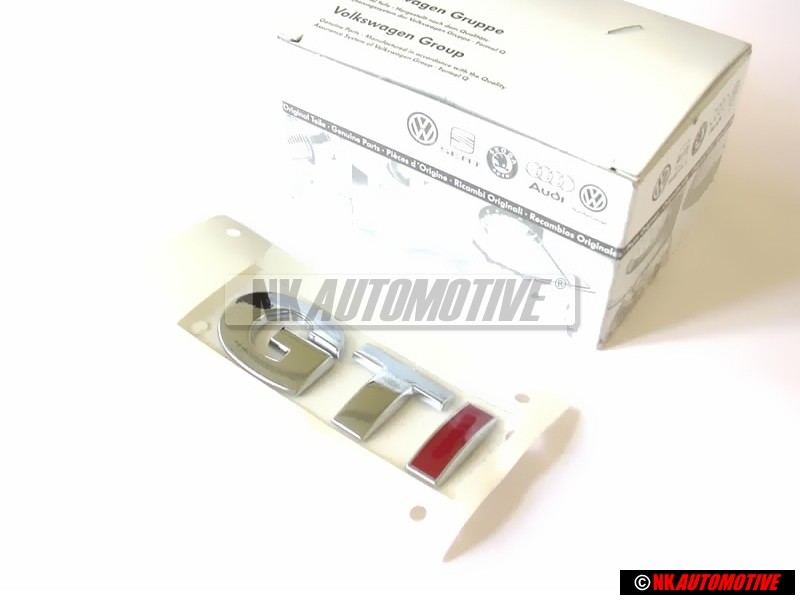Original VW GTI Rear Boot Badge Chrome Red Self Adhesive - 1J0853675AHGQF