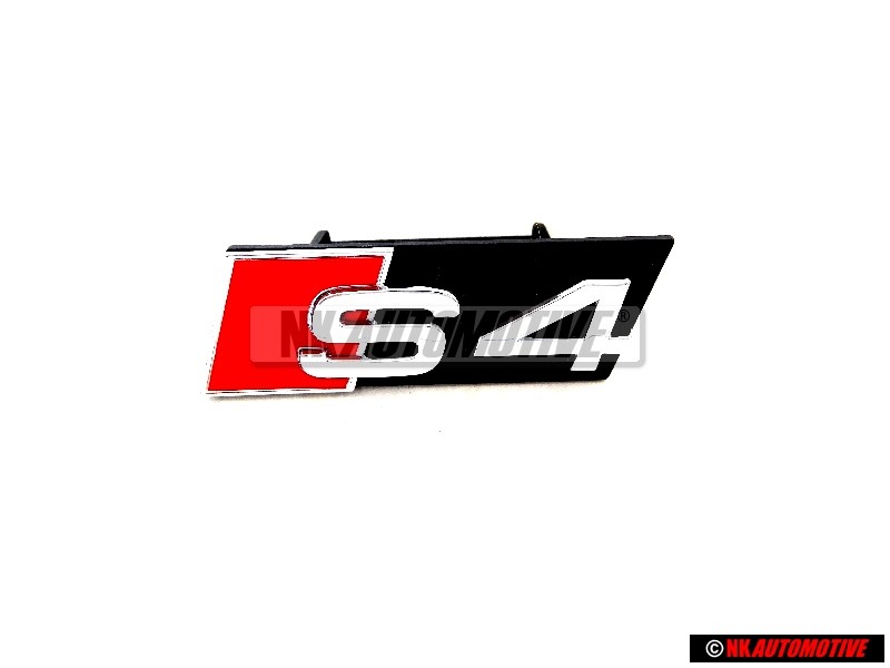 Original Audi S4 Front Grill Badge Emblem Black Chrome Red - 8D0853736E 2ZZ