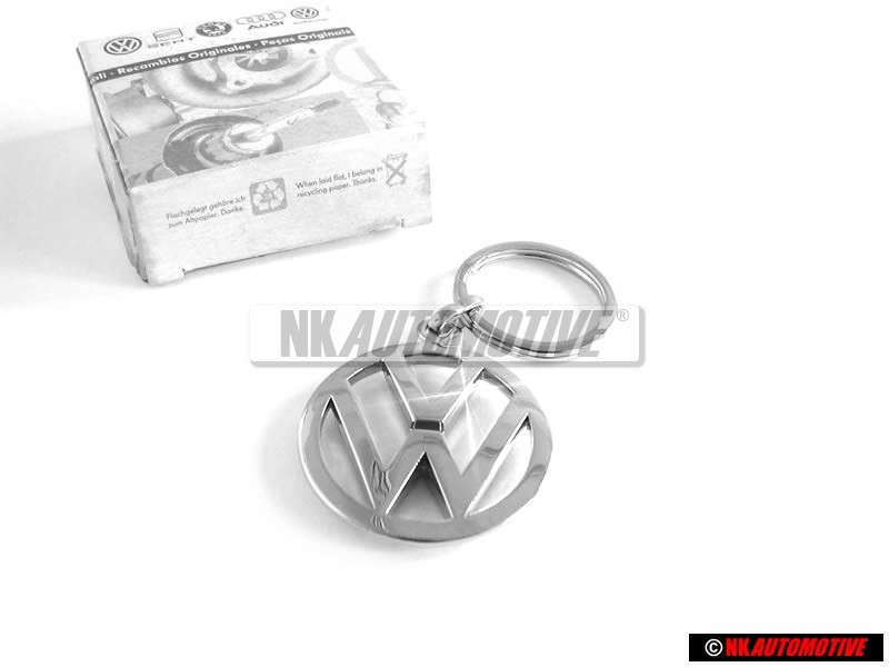 Original VW Logo Keychain Keyring Silver Chrome - 000087908