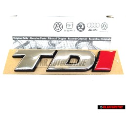 Original VW TDI Rear Badge Emblem Chrome Red - 7D0853675C EQW