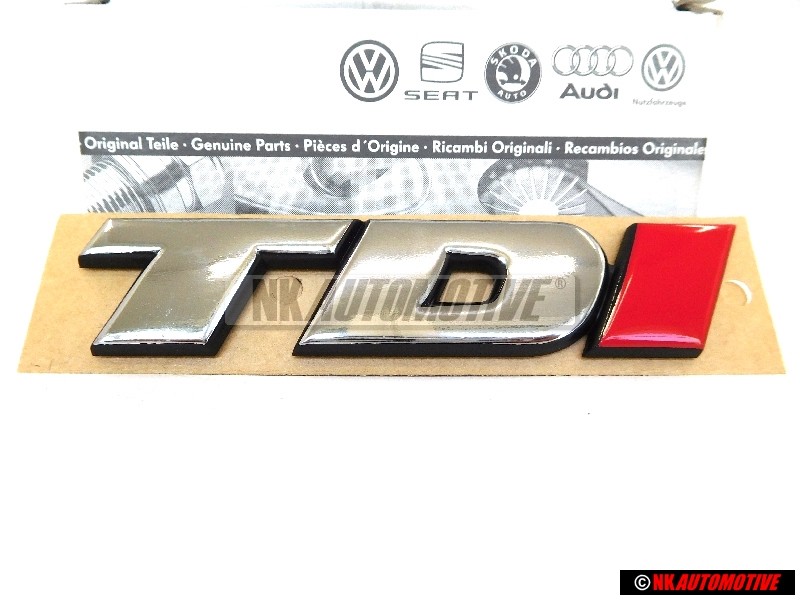Original VW TDI Rear Badge Emblem Chrome Red - 7D0853675C EQW