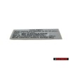 Original VW data Plate - 6U0010089C