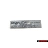 Original VW data Plate - 6U0010089C