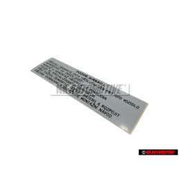 Original VW data Plate - 6U0010089C