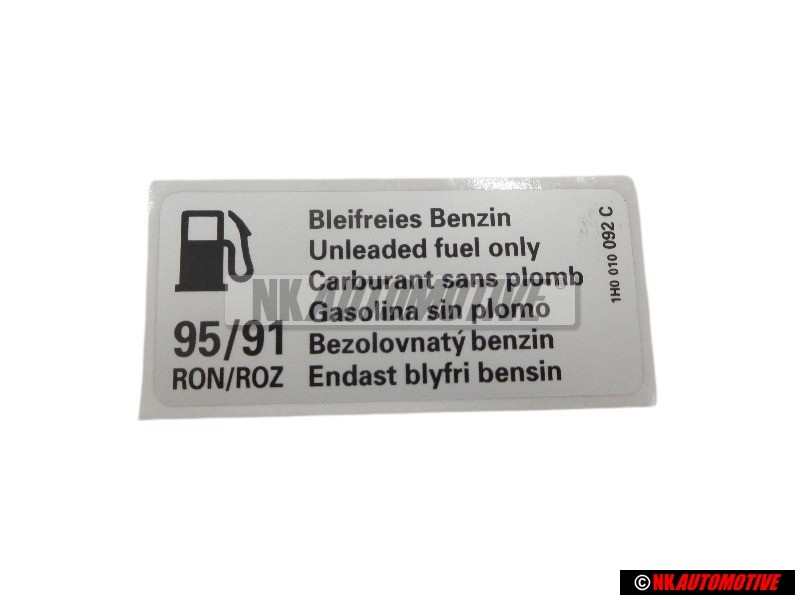 Original VW Sign 'Unleaded Petrol' - 1H0010092C