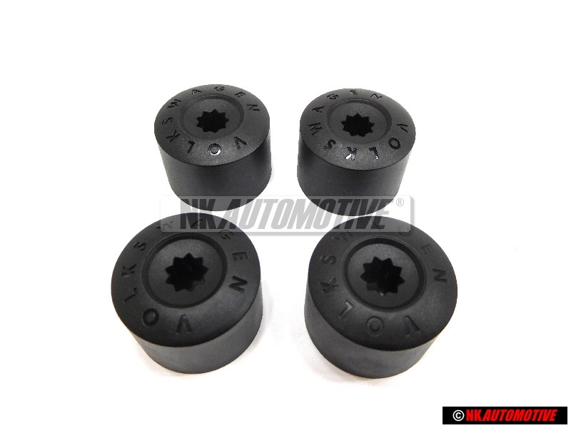 4x Original VW Cap - Wheel Bolt Satin Black - 3C0601173 9B9