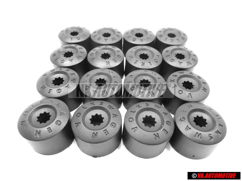16x Original VW Wheel Bolt Lug Nut Cover Cap - 1K0601173 9B9