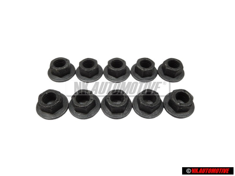10x Original VW Hexagon Collar Nut - N 90175205