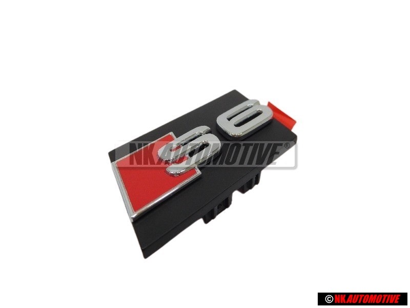 Original Audi S6 Front Grill Badge Emblem Black Chrome Red - 4B3853735A 2ZZ