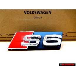 Original Audi S6 Front Grill Badge Emblem Black Chrome Red - 4F0853736F 2ZZ