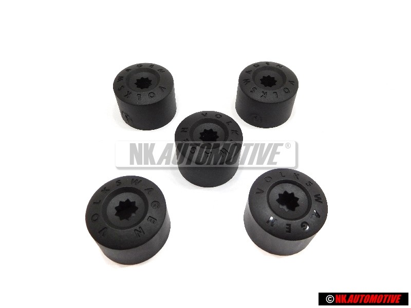Original VW SET 4xWheel Nut Bolt Cap & 1x Locking Cap - Golf MK5/6/7 Scirocco 3