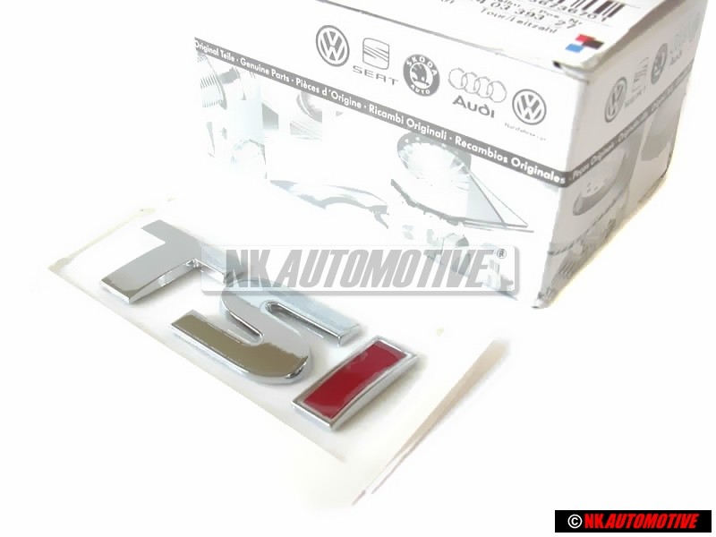Original VW TSI Rear Trunk Boot Badge Emblem Chrome Red - 5K0853675M GQF