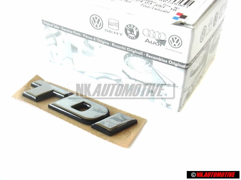 Original VW TDI Rear Boot Badge Chrome Self Adhesive - 3A0853675B Z10