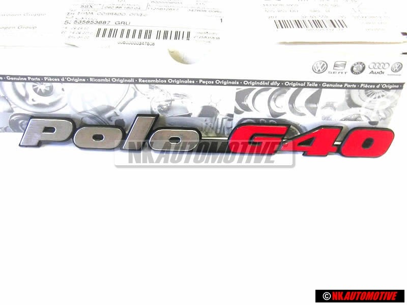 Original VW POLO G40 Rear Boot Badge Emblem Chrome Red - 871853687E VD9