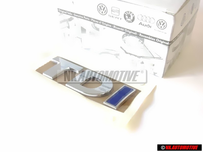 Original VW TDI Rear Trunk Boot Badge Emblem Chrome Blue - 5K0853675AJHCE