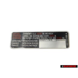 Original VW Sticker 'Attention' Change The Toothed Belt - 077010138B