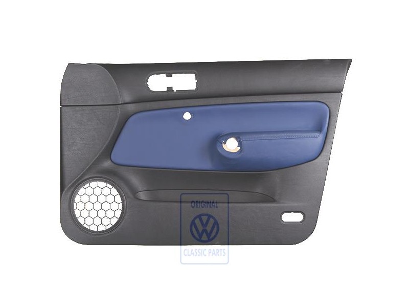 Original VW Door Panel Trim (Leather) Black/Orbitblue - 1J4867012DCGEC