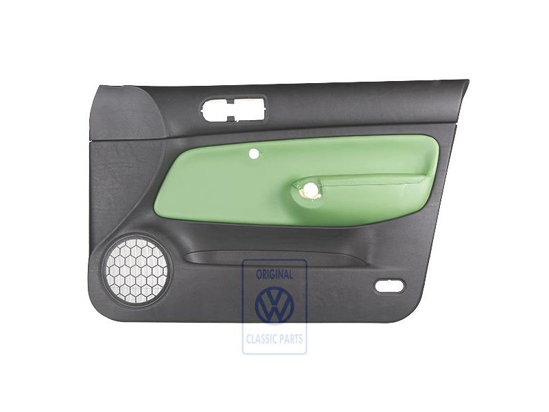 Original VW Door Panel Trim (Leather) Black/Cosmic Green - 1J4867012DCGED