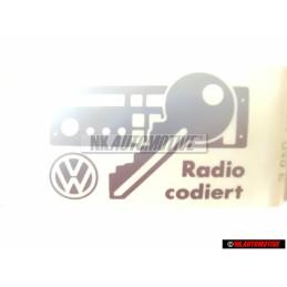 Original VW Sticker Decal RADIO CODING - 357010049E
