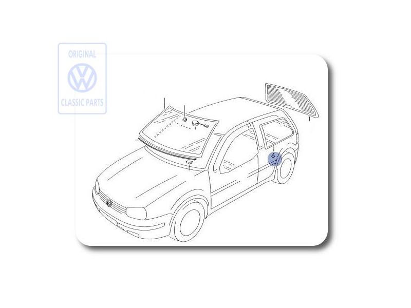 Original VW Side Window - 1J6845041