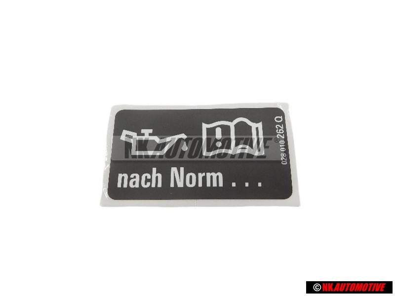 Original VW Sticker 'Oil Comply With VW Standard' - 028010262Q