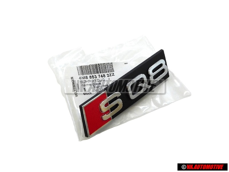Original Audi SQ8 Front Grill Badge Emblem Black Chrome Red - 4M8853748 2ZZ