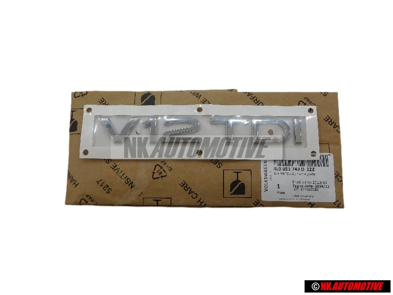 Original Audi V12 TDI Rear Boot Badge Emblem Chrome - 4L0853743D 2ZZ