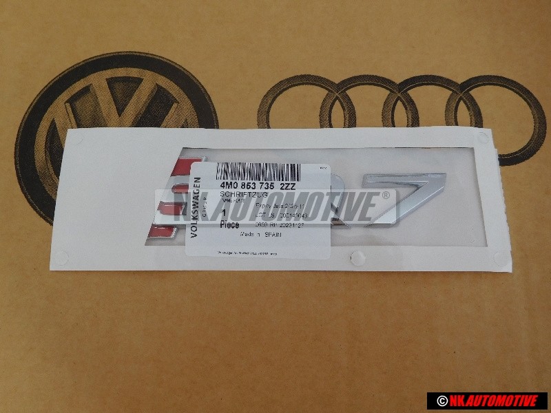 Original Audi SQ7 Rear Boot Badge Emblem Chrome Red - 4M0853735 2ZZ