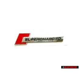 Original Audi SUPERCHARGED Side Badge Emblem Chrome Red - 4F0853601A 2ZZ