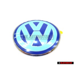 Original VW Front Bonnet Hood Badge Emblem Chrome Blue - 1C0853617 39A