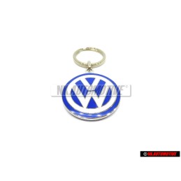 Original VW Double Sided Metal Keychain Blue White Enamel Keyring - 000087010C